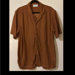 Burnt Orange Short Sleeve Button-Up Shirt